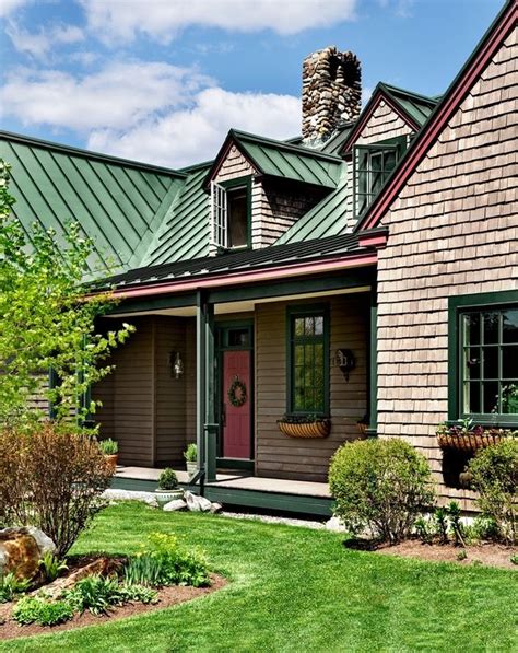 what color to paint house with green metal roof|farmhouse with green metal roof.